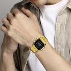 Vintage Women Quartz Black Dial Digital Stainless Steel Watch D205