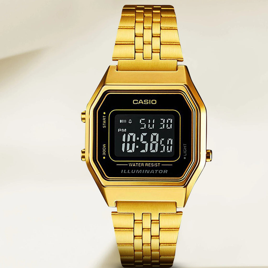 Vintage Women Quartz Black Dial Digital Stainless Steel Watch D205