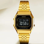 Vintage Women Quartz Black Dial Digital Stainless Steel Watch D205