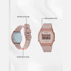 Vintage Unisex Quartz Rose Gold Dial Digital Resin Watch D213