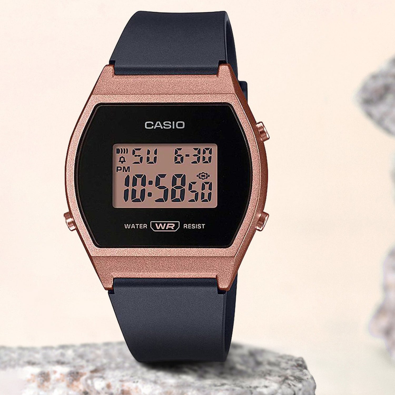 Vintage Unisex Quartz Rose Gold Dial Digital Resin Watch D214