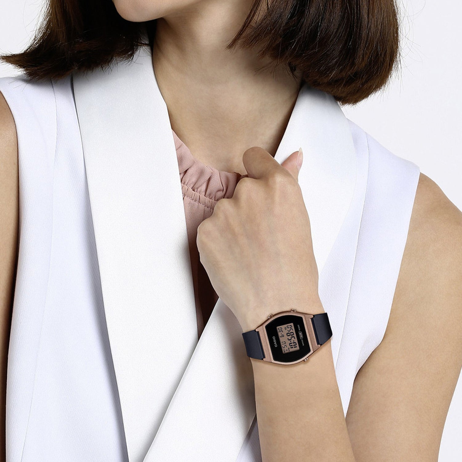 Vintage Unisex Quartz Rose Gold Dial Digital Resin Watch D214