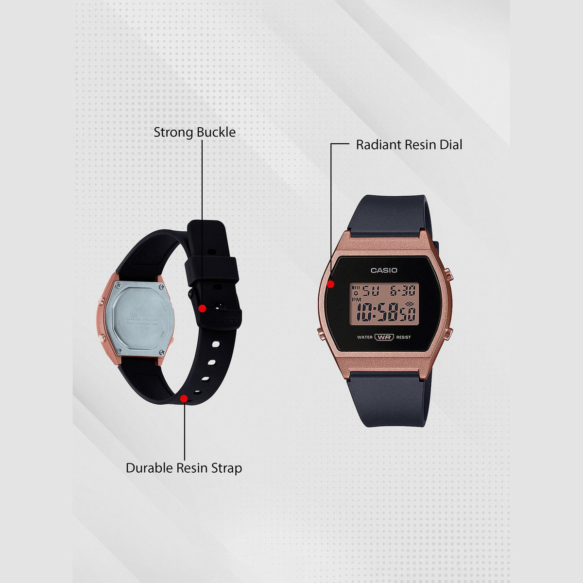 Youth Women Quartz Rose Gold Dial Digital Resin Watch D214
