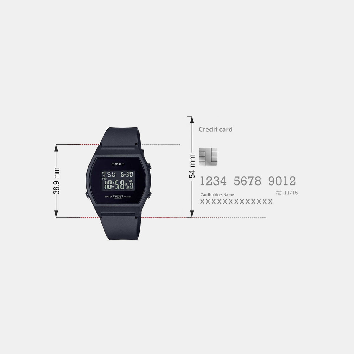 Youth Women Quartz Black Dial Digital Resin Watch D215