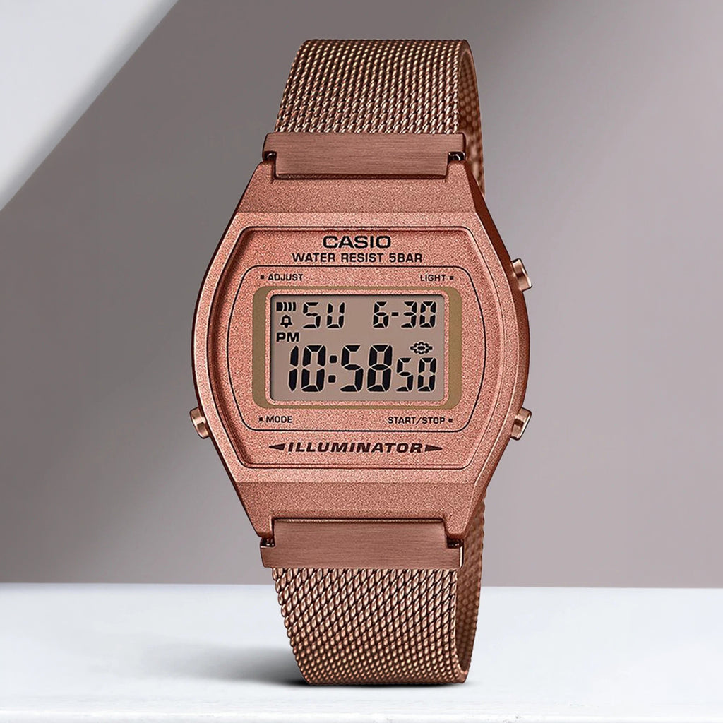 Vintage Men Quartz Rose Gold Dial Digital Mesh Watch D216