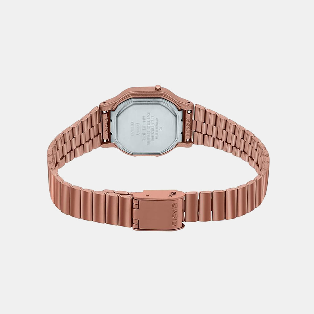Vintage Women Quartz Rose Gold Dial Digital Stainless Steel Watch D217
