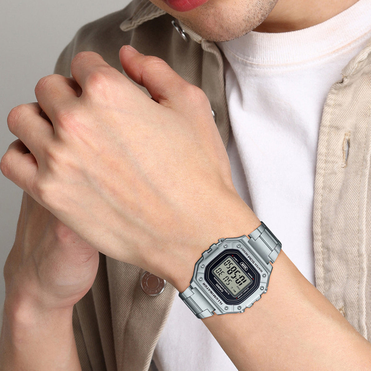 Youth Unisex Quartz Black Dial Digital Stainless Steel Watch D227