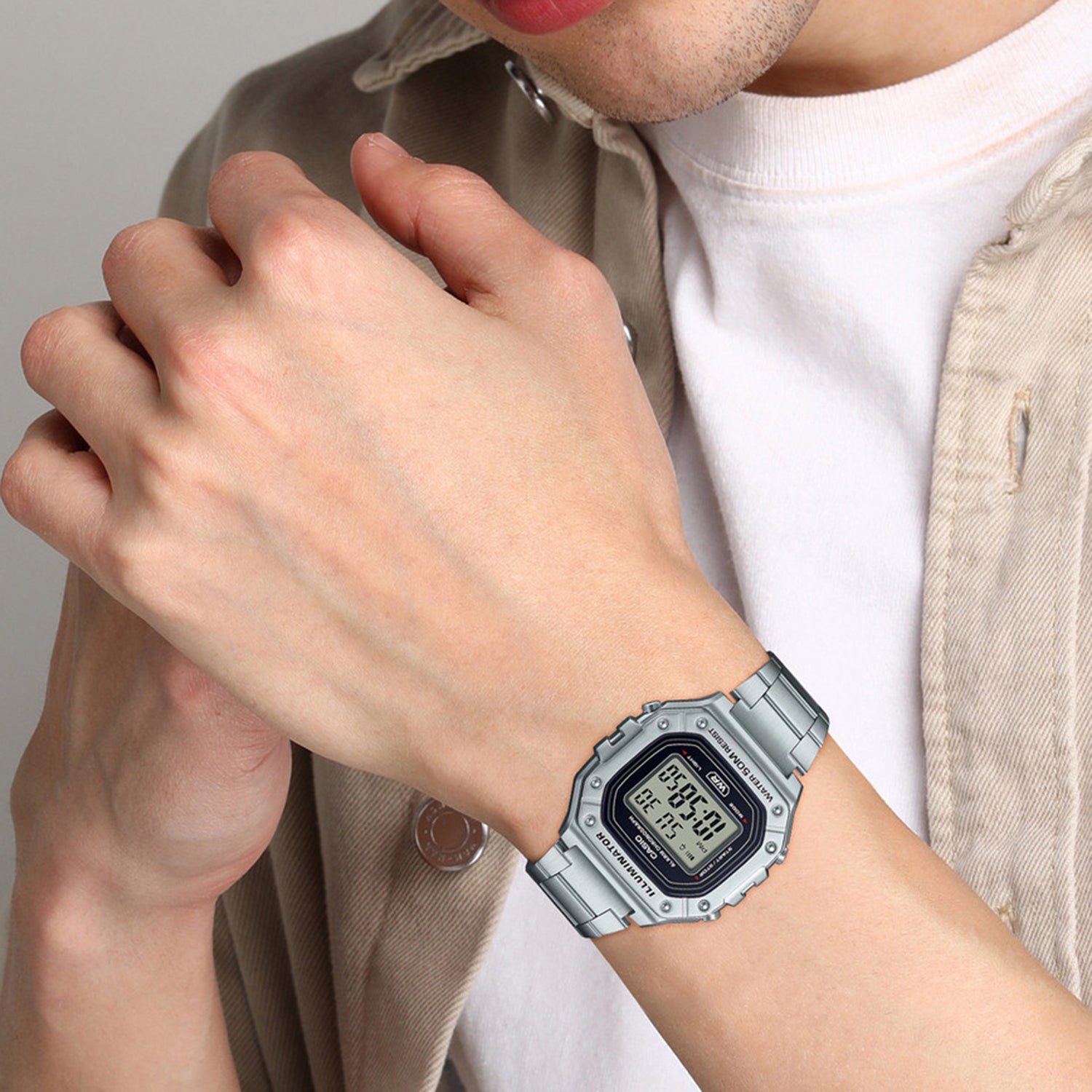 Youth Unisex Quartz Black Dial Digital Stainless Steel Watch D227