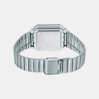 Vintage Unisex Quartz Black Dial Digital Stainless Steel Watch D239