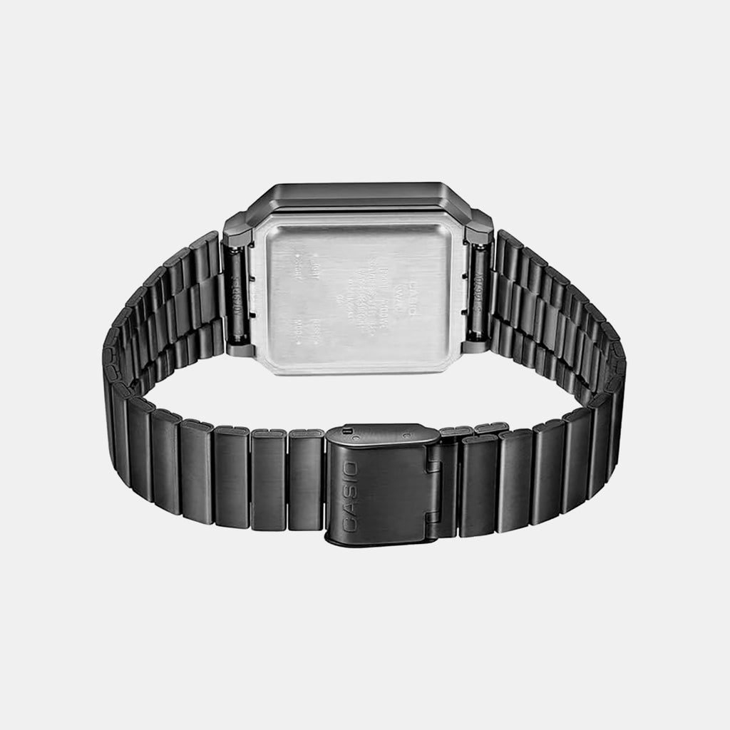 Vintage Unisex Quartz Black Dial Digital Stainless Steel Watch D262