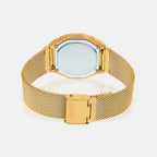 Vintage Men Quartz Gold Dial Analog Stainless Steel Watch D265