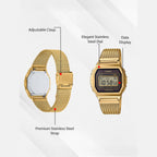 Vintage Unisex Quartz Black Dial Digital Stainless Steel Watch D277