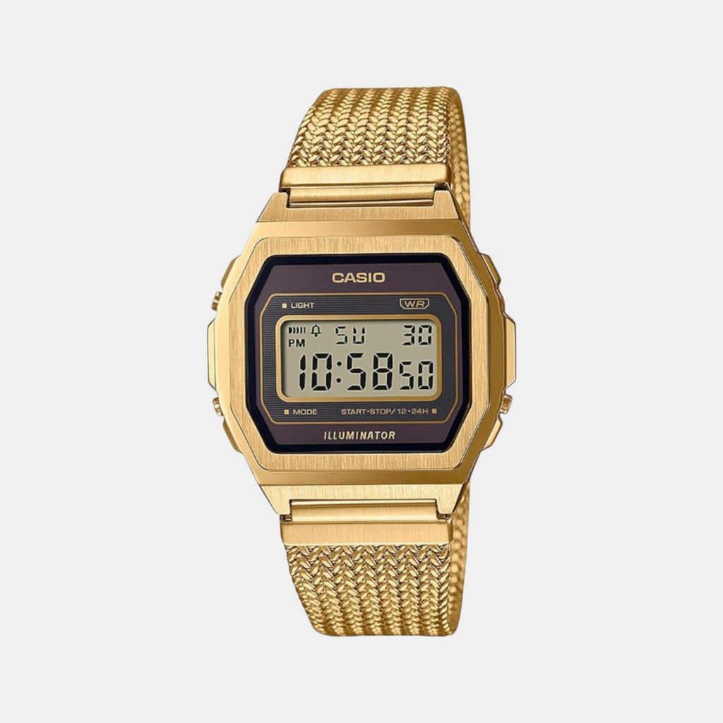 Vintage Unisex Quartz Black Dial Digital Stainless Steel Watch D277