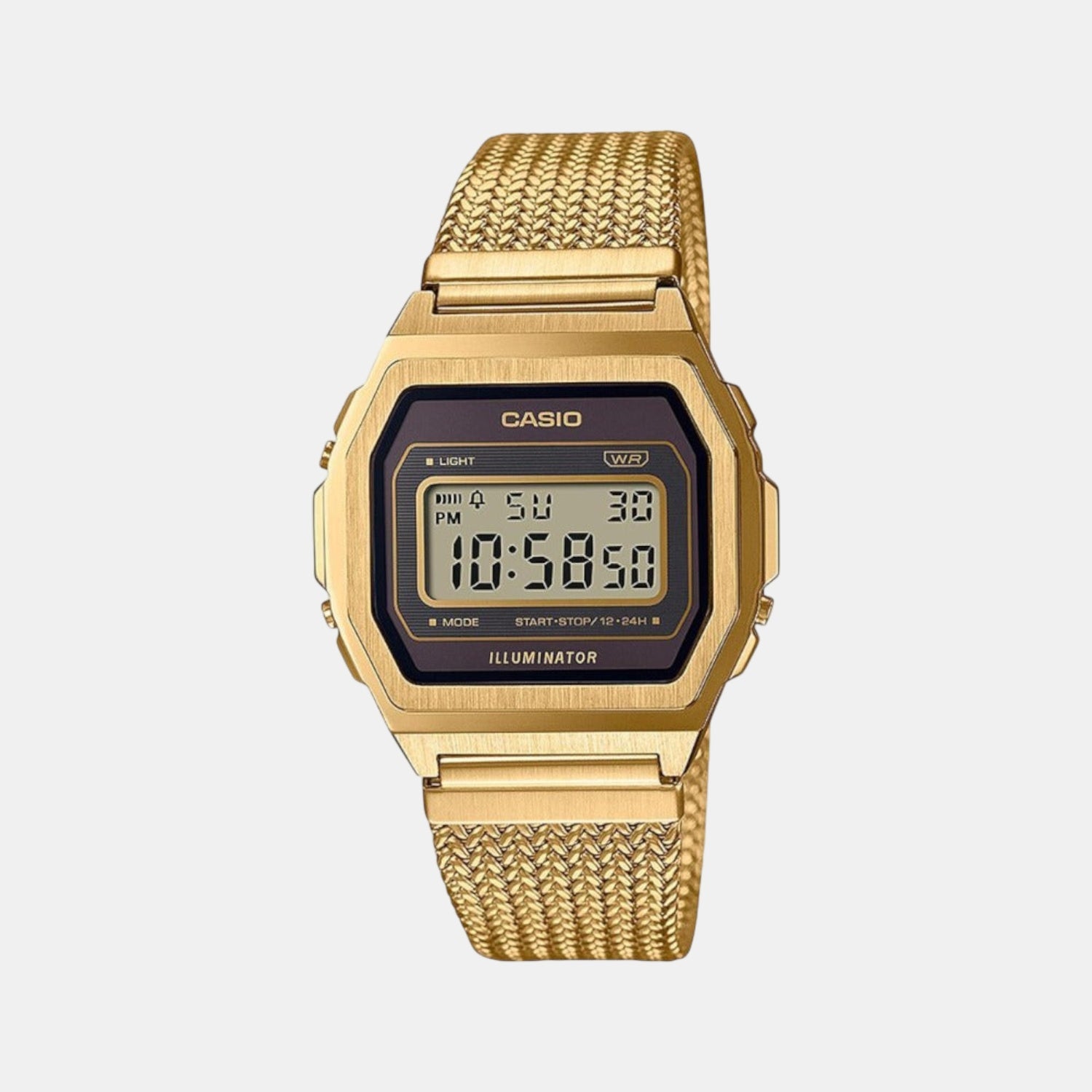 Vintage Unisex Quartz Black Dial Digital Stainless Steel Watch D277