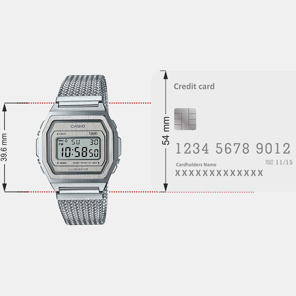 Vintage Unisex Quartz Silver Dial Digital Mesh Watch D278