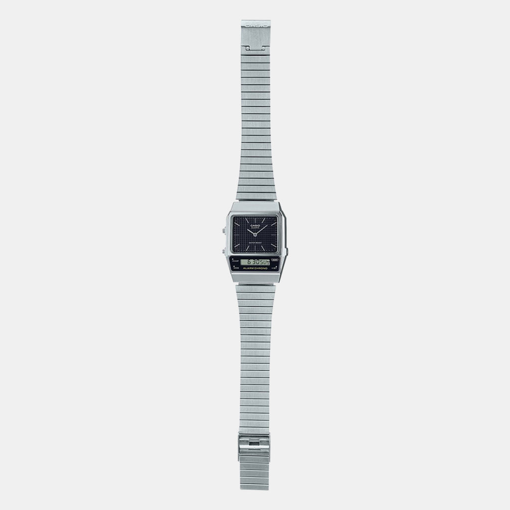 Vintage Unisex Quartz Black Dial Analog-Digital Stainless Steel Watch D280