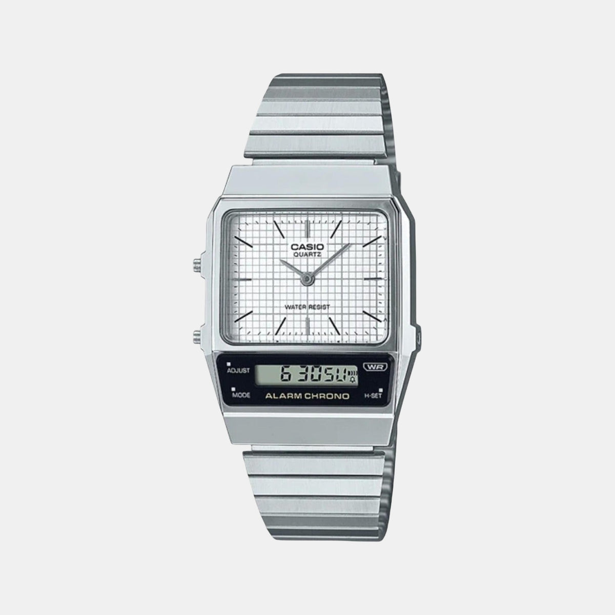 Vintage Unisex Quartz White Dial Analog-Digital Stainless Steel Watch D281