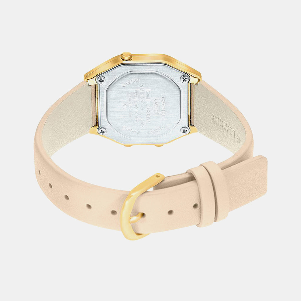 Vintage Women Quartz White Dial Digital Leather Watch D288