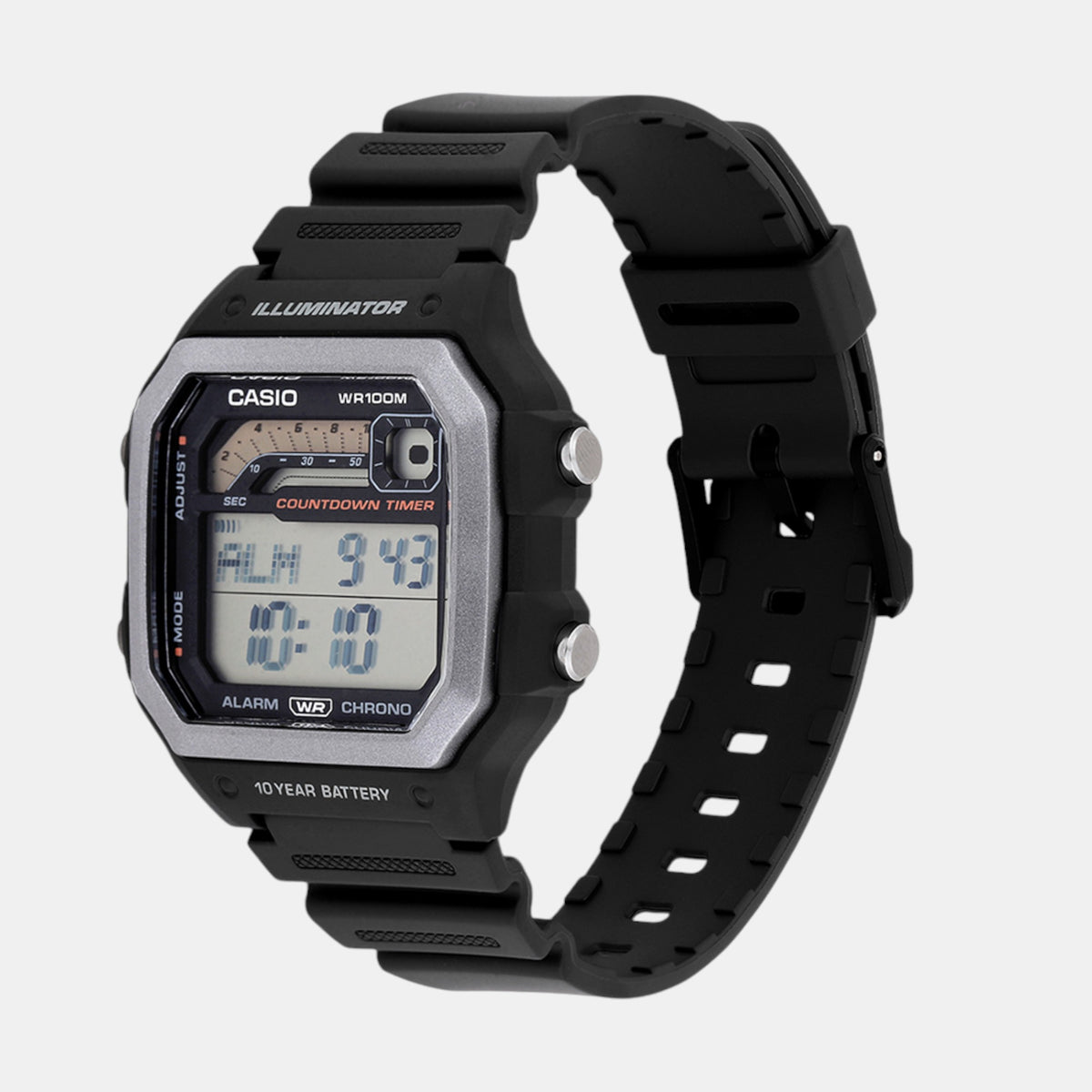 Youth Men Quartz Silver Dial Digital Resin Watch D308
