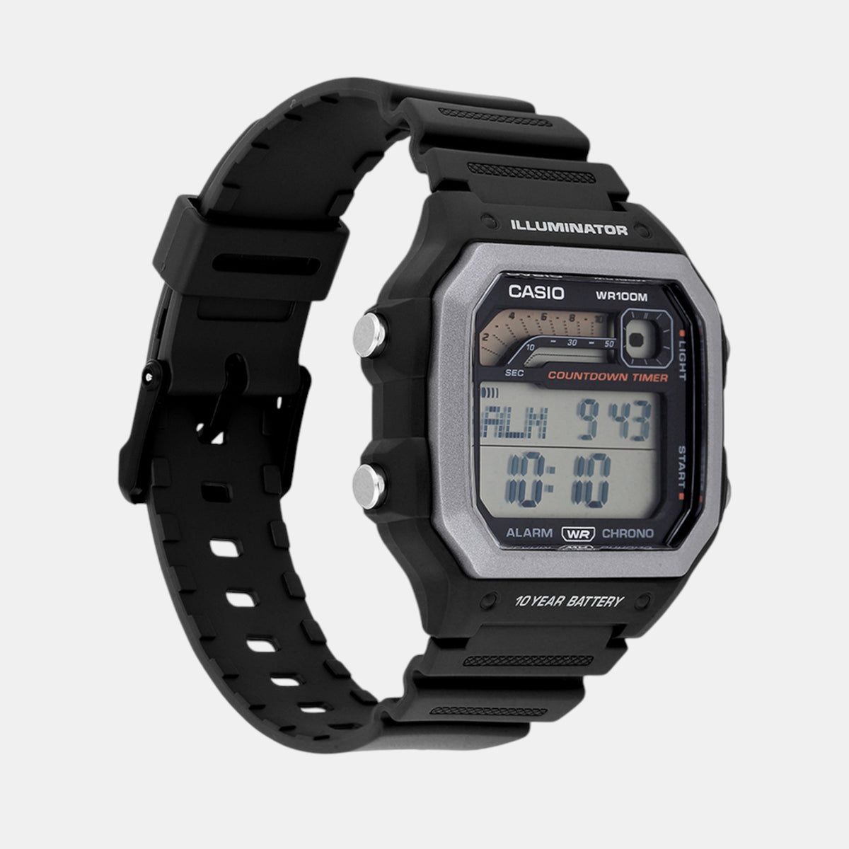 Youth Men Quartz Silver Dial Digital Resin Watch D308