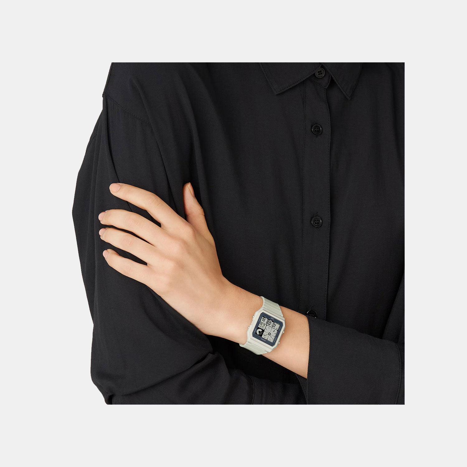 Youth Men Quartz Cream Dial Digital Resin Watch D315