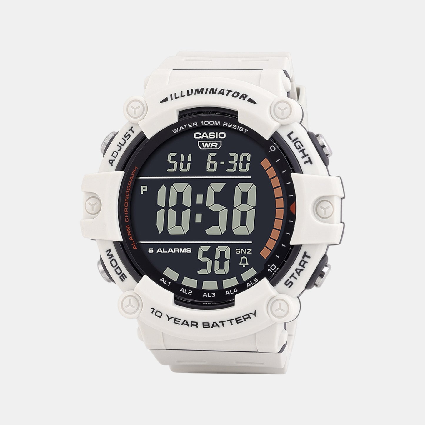 Youth Men Quartz White Dial Digital Resin Watch D320