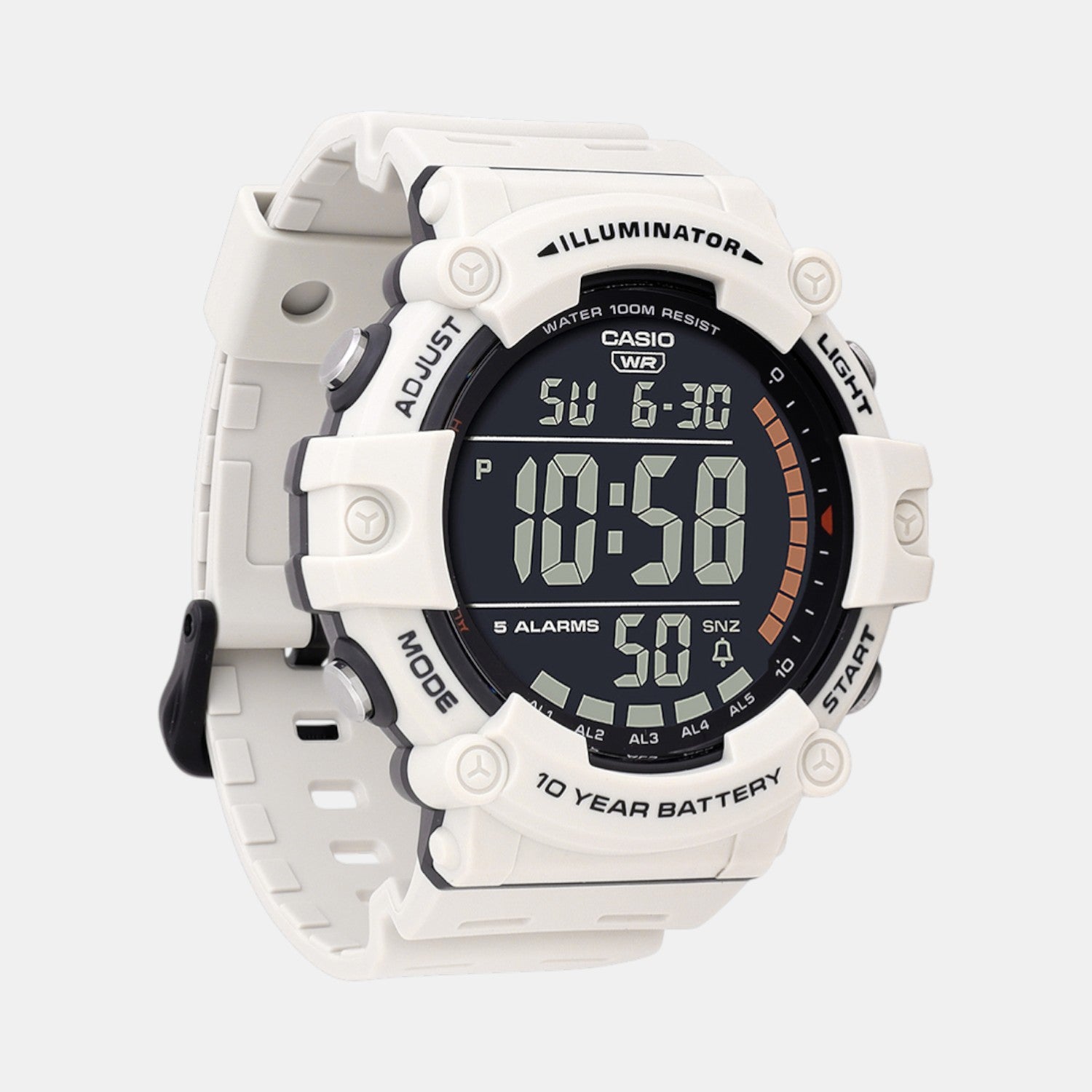 Youth Men Quartz White Dial Digital Resin Watch D320