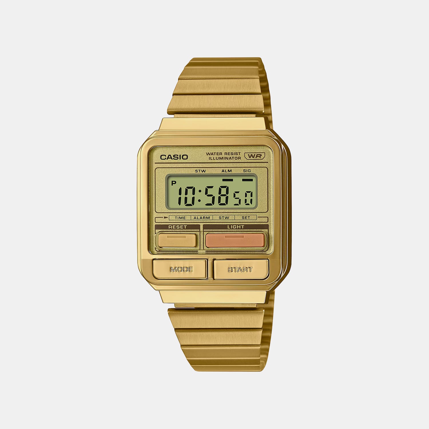 Vintage Unisex Quartz Gold Dial Digital Stainless Steel Watch D322