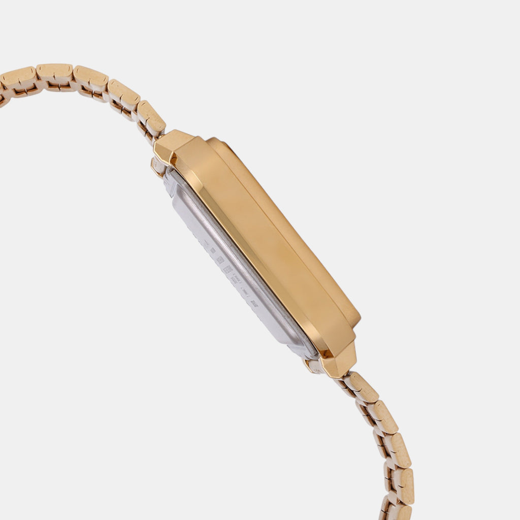 Vintage Unisex Quartz Gold Dial Digital Stainless Steel Watch D322