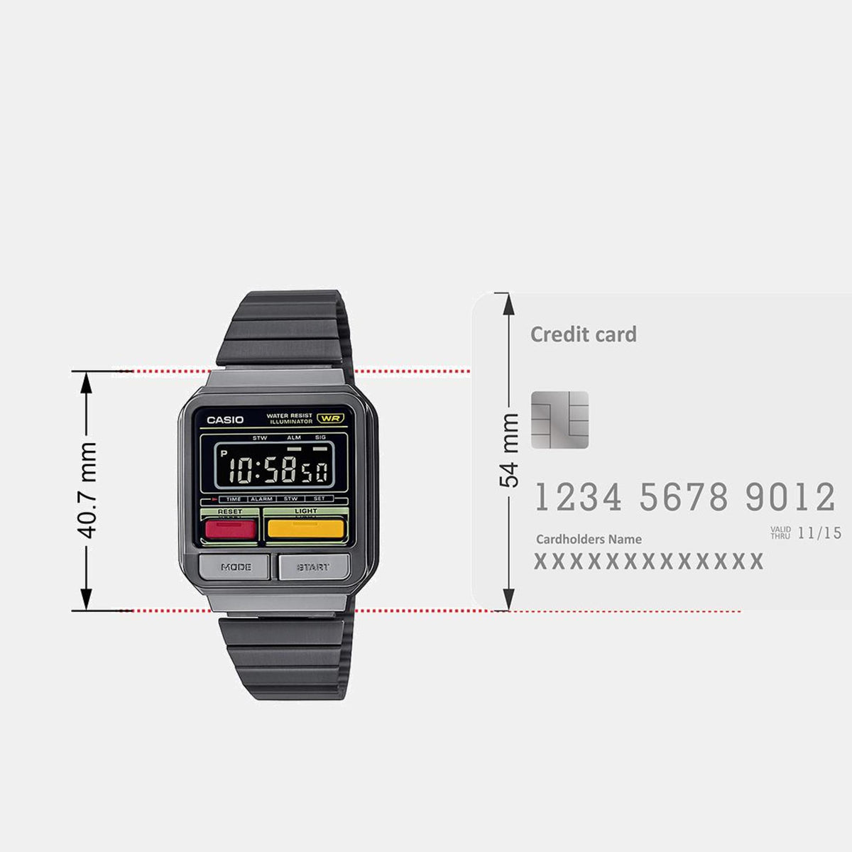 Vintage Unisex Quartz Black Dial Digital Stainless Steel Watch D323