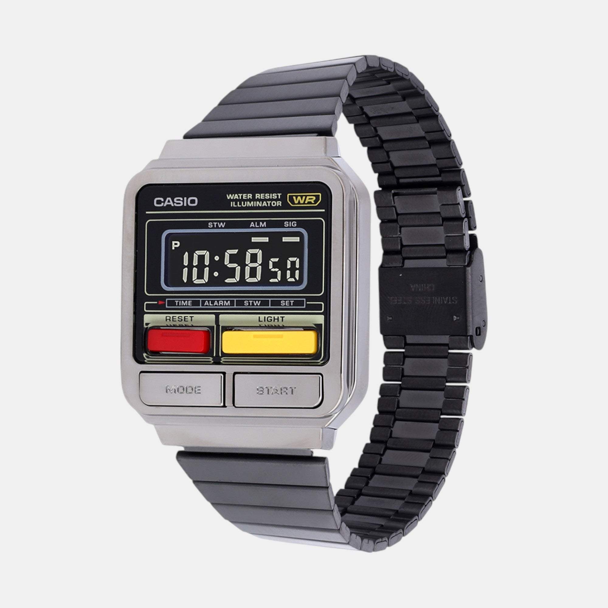 Vintage Unisex Quartz Black Dial Digital Stainless Steel Watch D323