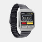 Vintage Unisex Quartz Black Dial Digital Stainless Steel Watch D323