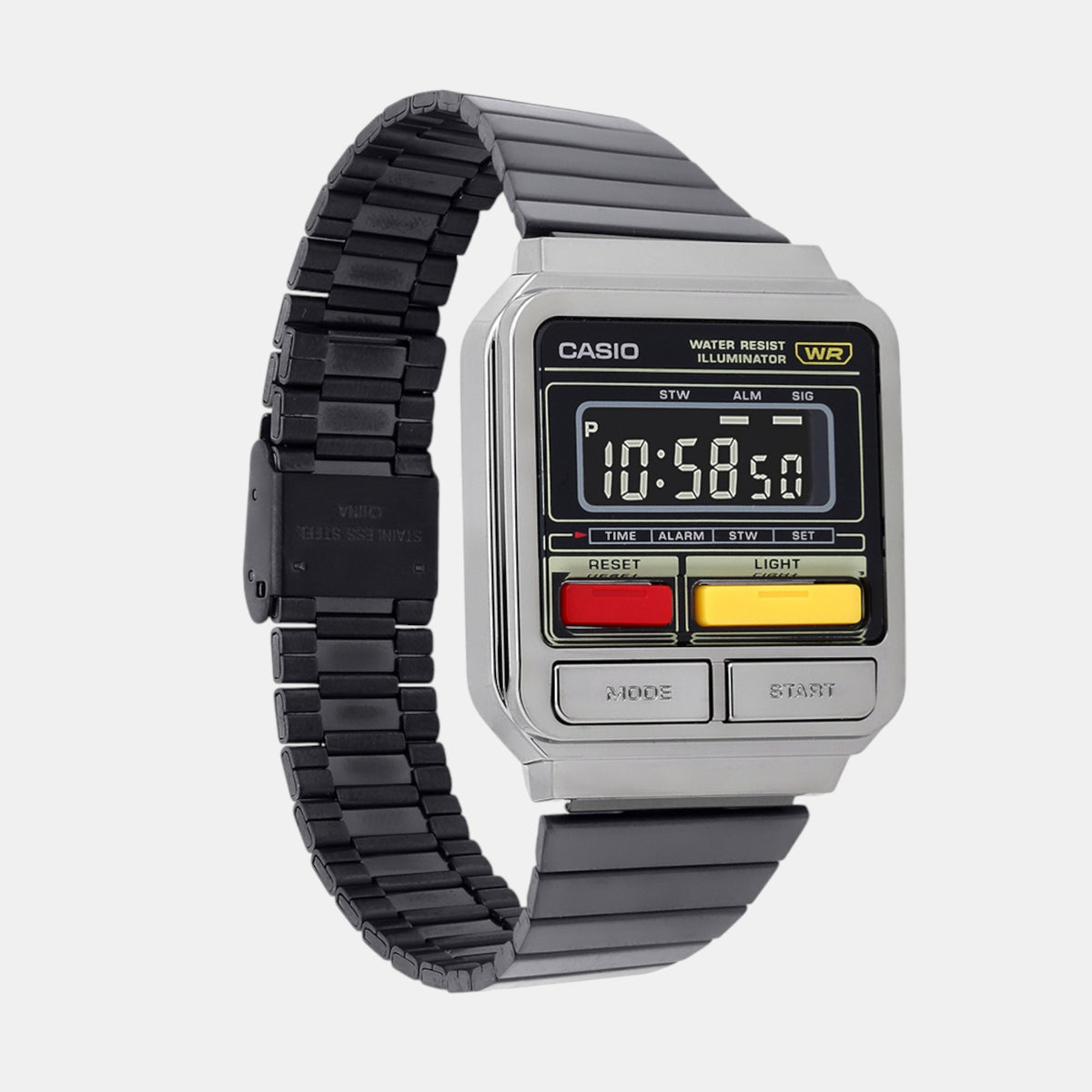 Vintage Unisex Quartz Black Dial Digital Stainless Steel Watch D323