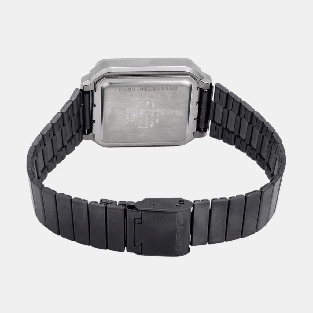 Vintage Unisex Quartz Black Dial Digital Stainless Steel Watch D323