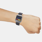 Vintage Unisex Quartz Black Dial Digital Stainless Steel Watch D323