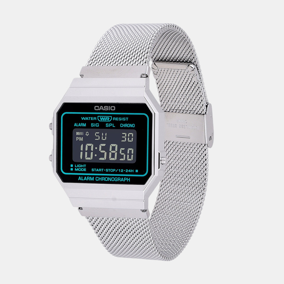 Vintage Unisex Quartz Silver Dial Digital Mesh Watch D329