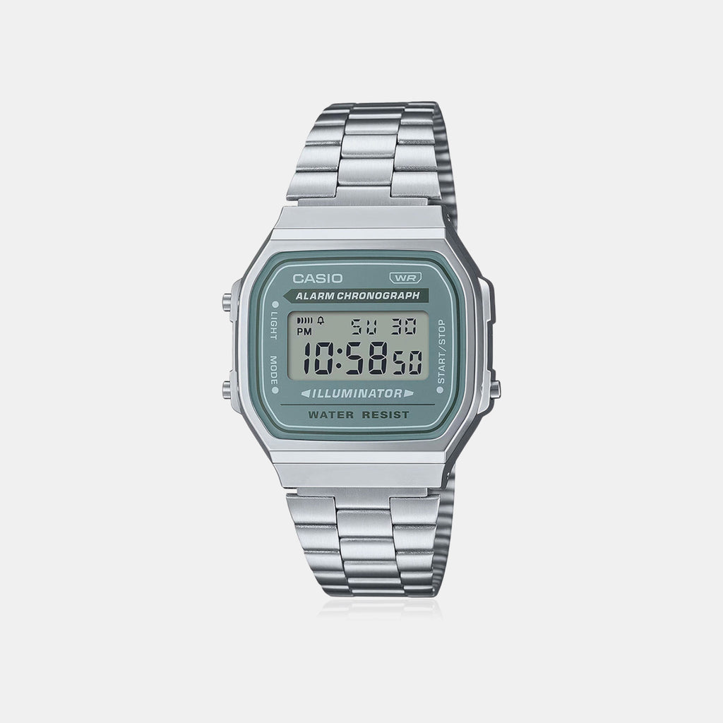 Vintage Unisex Quartz Grey Dial Digital Stainless Steel Watch D330