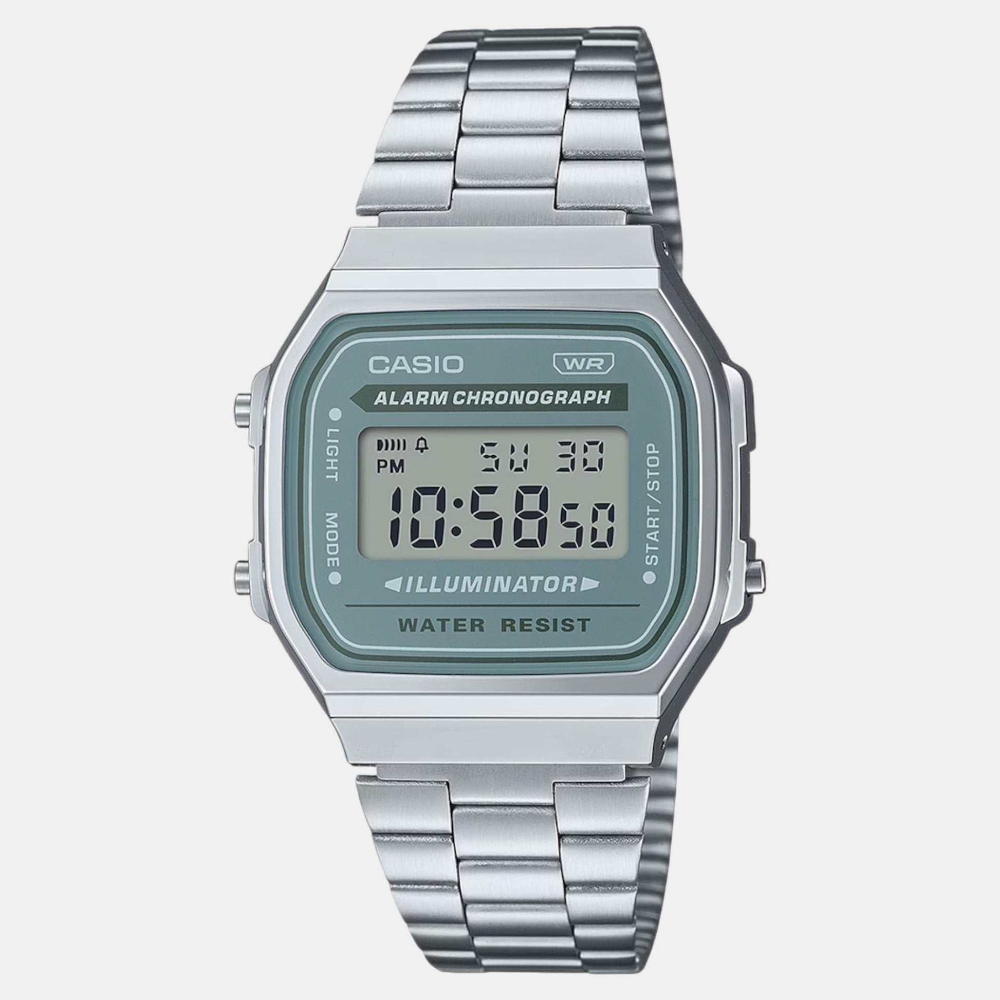 Casio Vintage Unisex Quartz Grey Dial Digital Stainless Steel