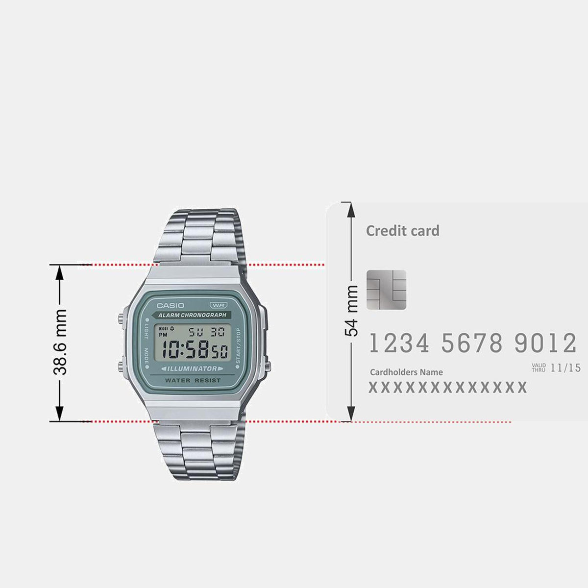 Vintage Unisex Quartz Grey Dial Digital Stainless Steel Watch D330