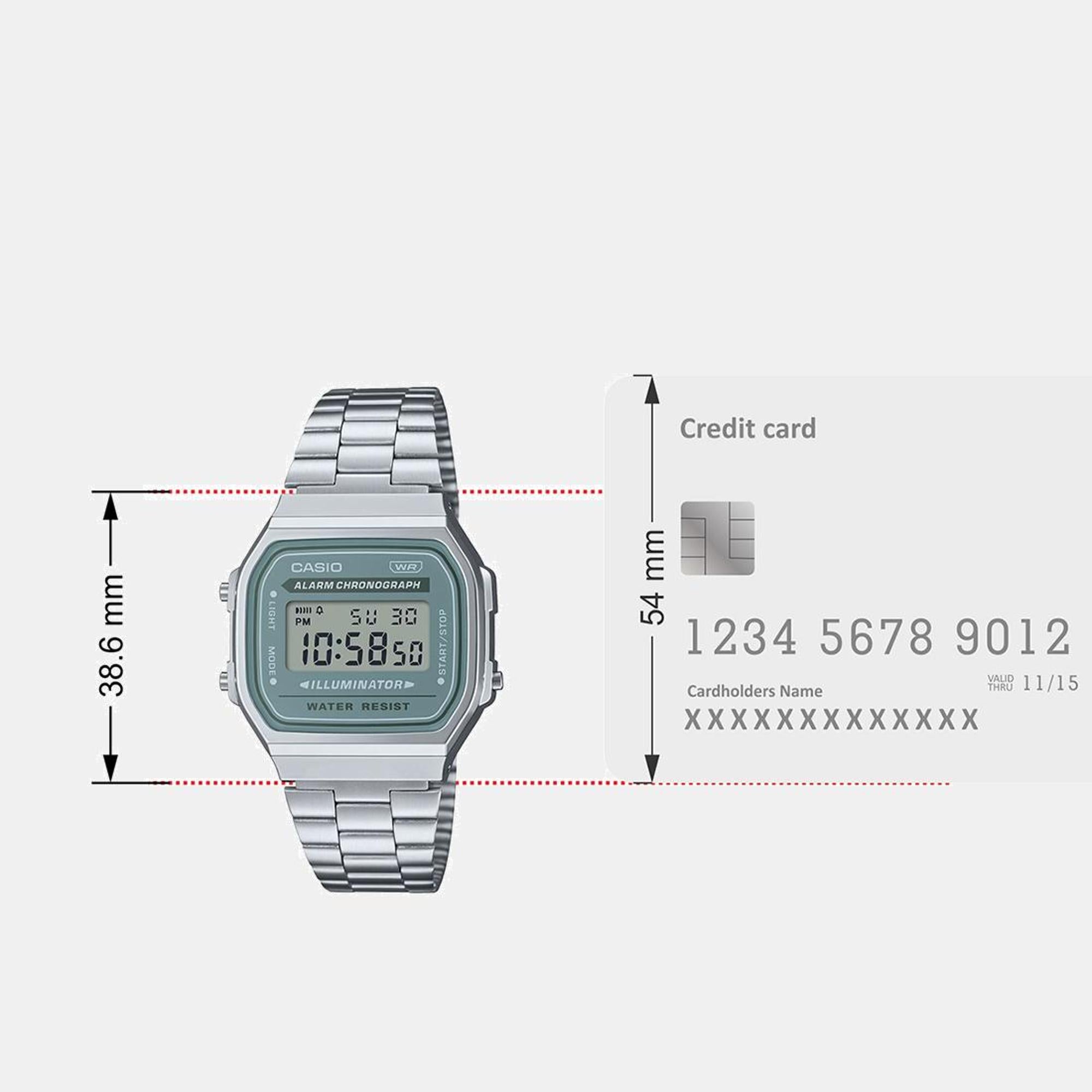 Vintage Unisex Quartz Grey Dial Digital Stainless Steel Watch D330