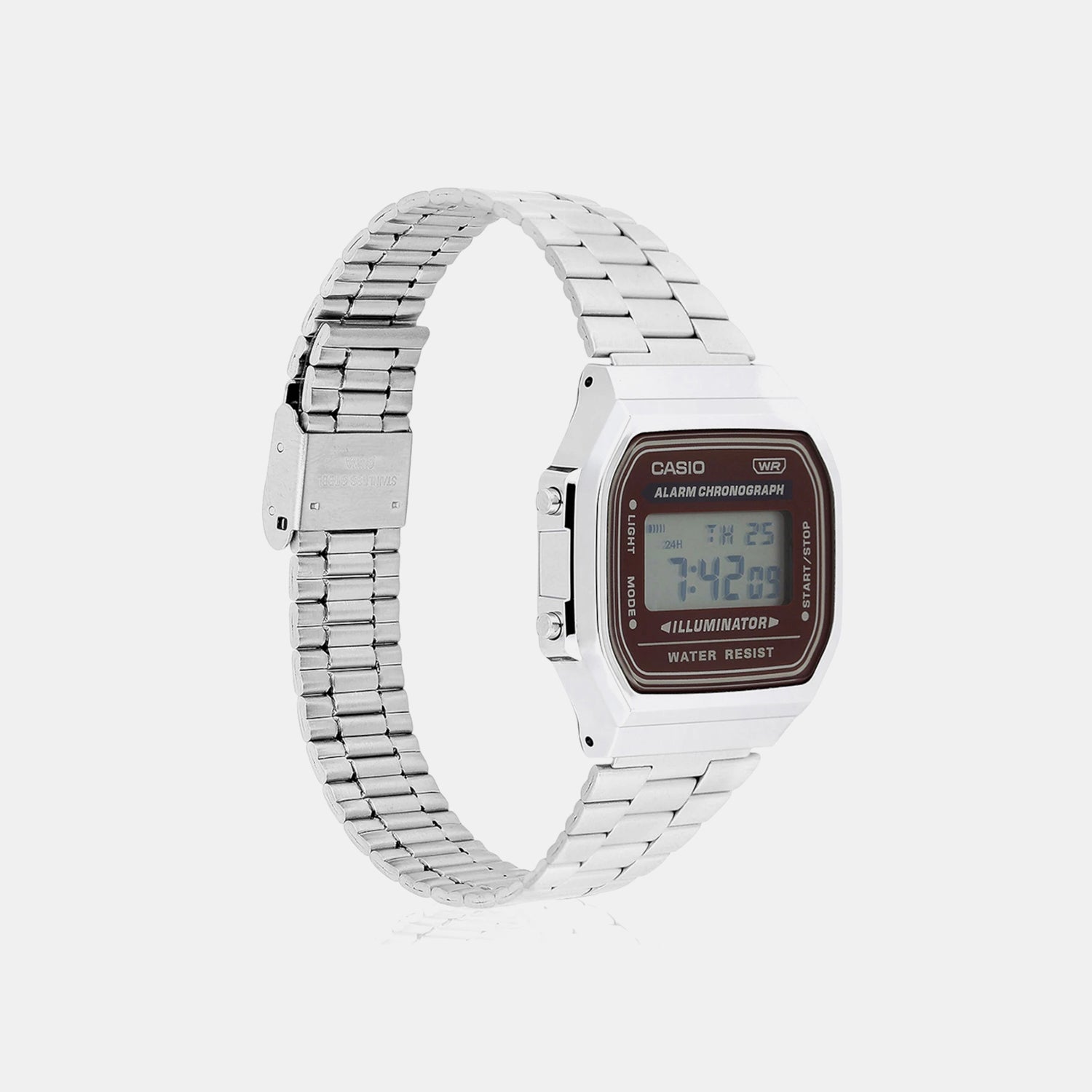 Vintage Unisex Quartz Brown Dial Digital Stainless Steel Watch A168WA-5AYDF D331