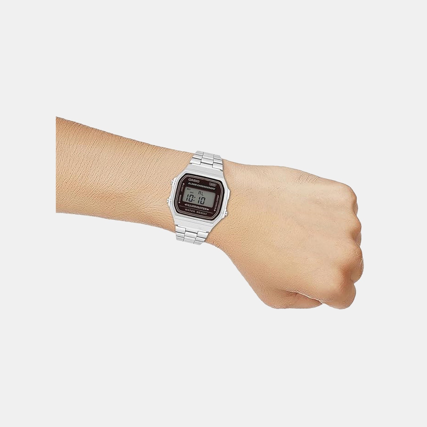 Vintage Unisex Quartz Brown Dial Digital Stainless Steel Watch A168WA-5AYDF D331