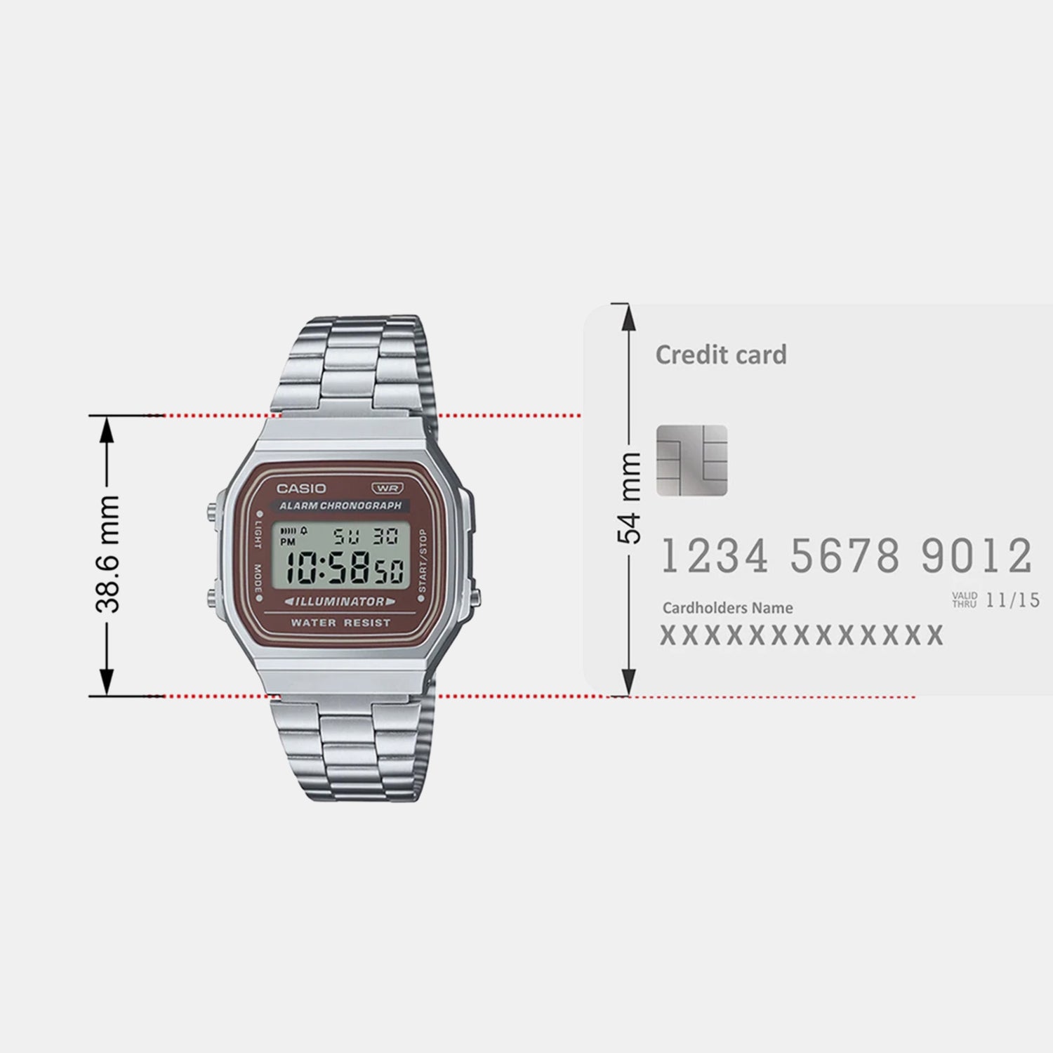 Vintage Unisex Quartz Brown Dial Digital Stainless Steel Watch A168WA-5AYDF D331