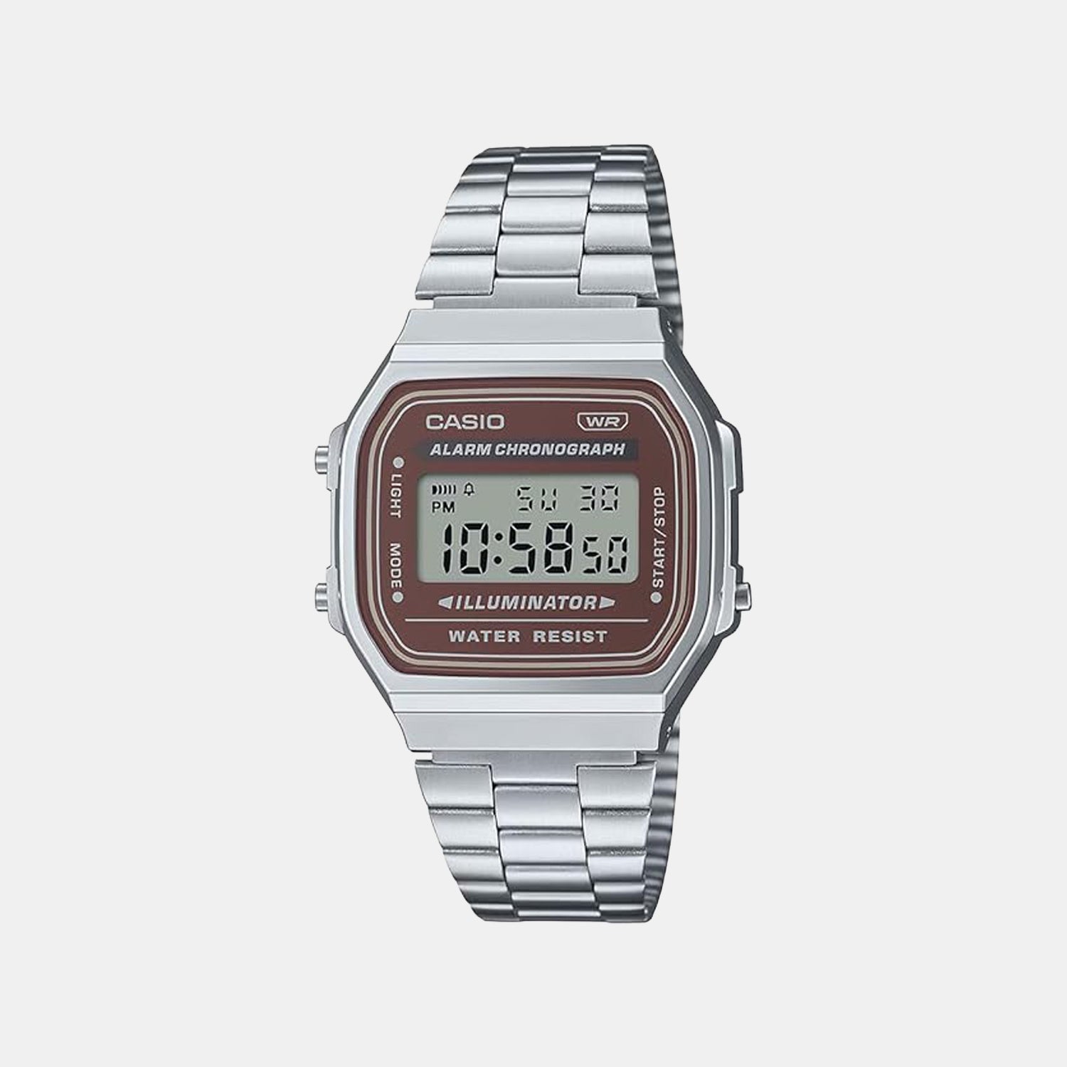 Vintage Unisex Quartz Brown Dial Digital Stainless Steel Watch A168WA-5AYDF D331