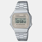 Vintage Unisex Quartz Light Brown Dial Digital Stainless Steel Watch D332