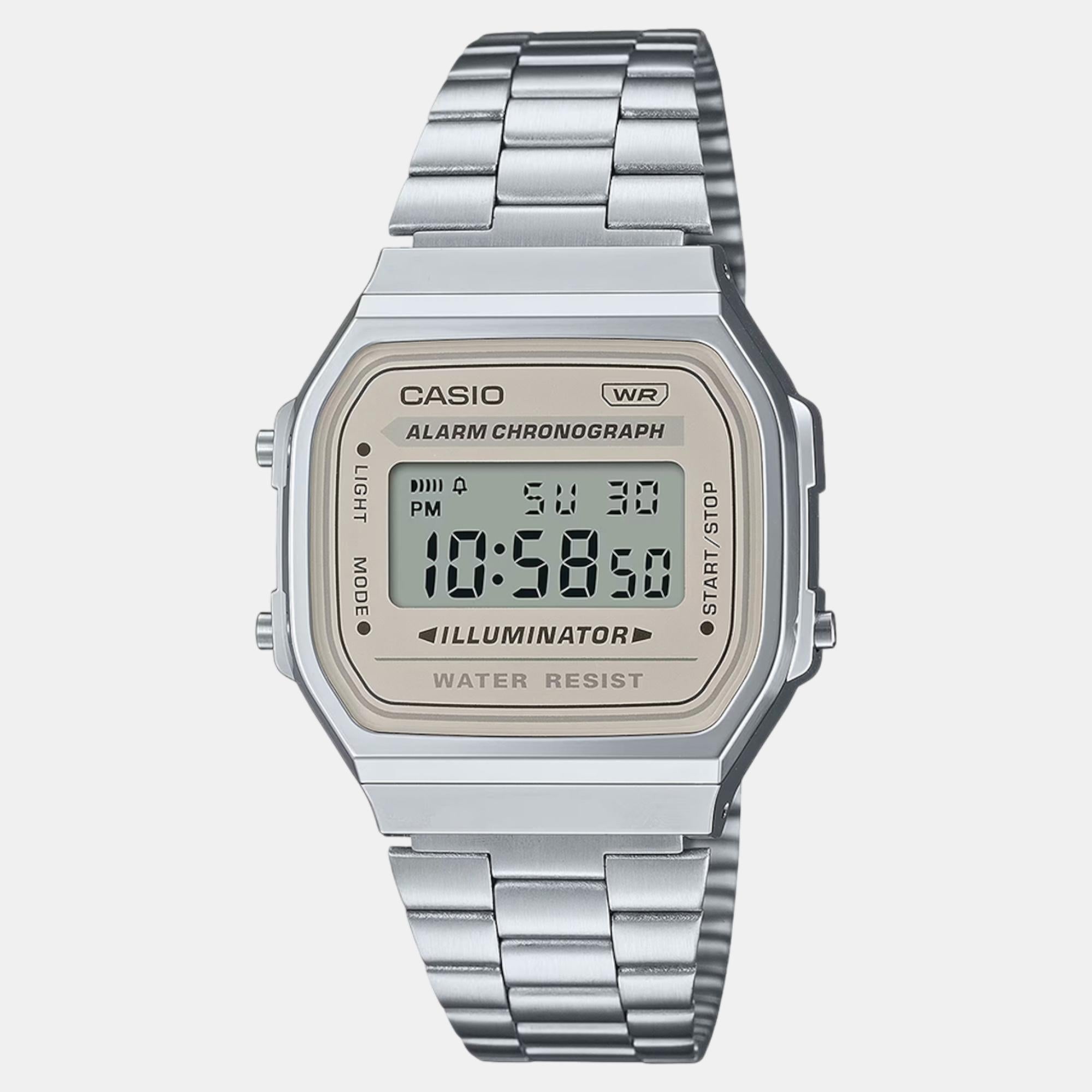 Vintage Unisex Quartz Light Brown Dial Digital Stainless Steel Watch D332