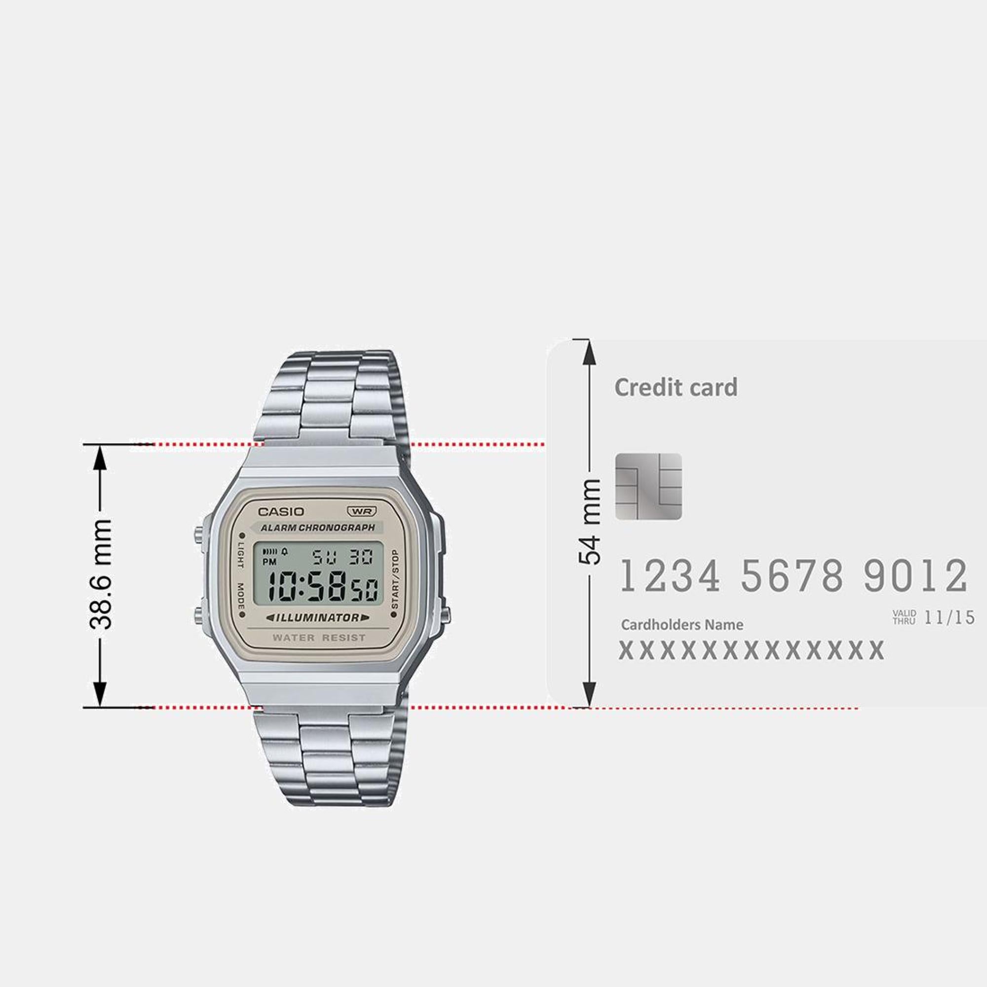 Vintage Unisex Quartz Light Brown Dial Digital Stainless Steel Watch D332