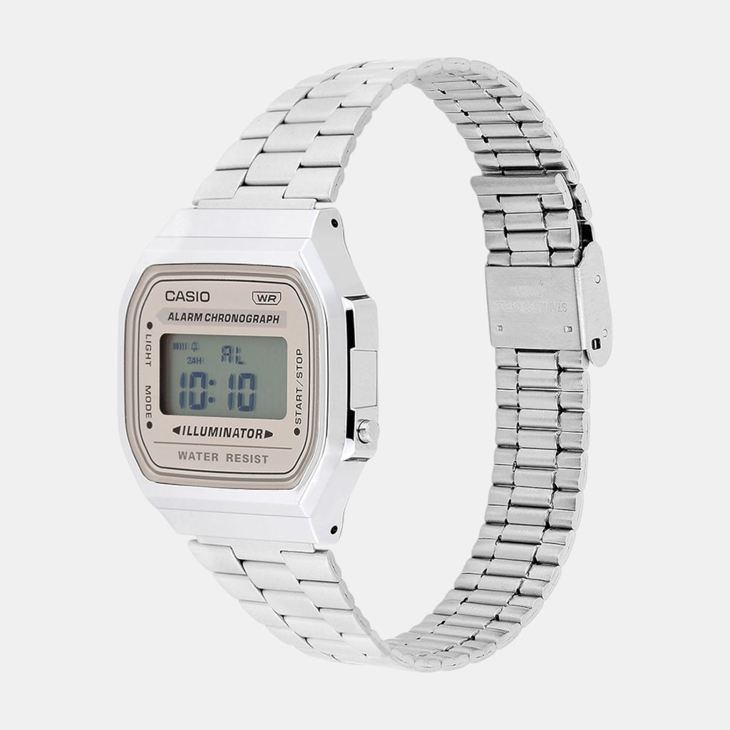 Vintage Unisex Quartz Light Brown Dial Digital Stainless Steel Watch D332