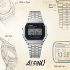 Vintage Unisex Quartz Black Dial Digital Stainless Steel Watch D338