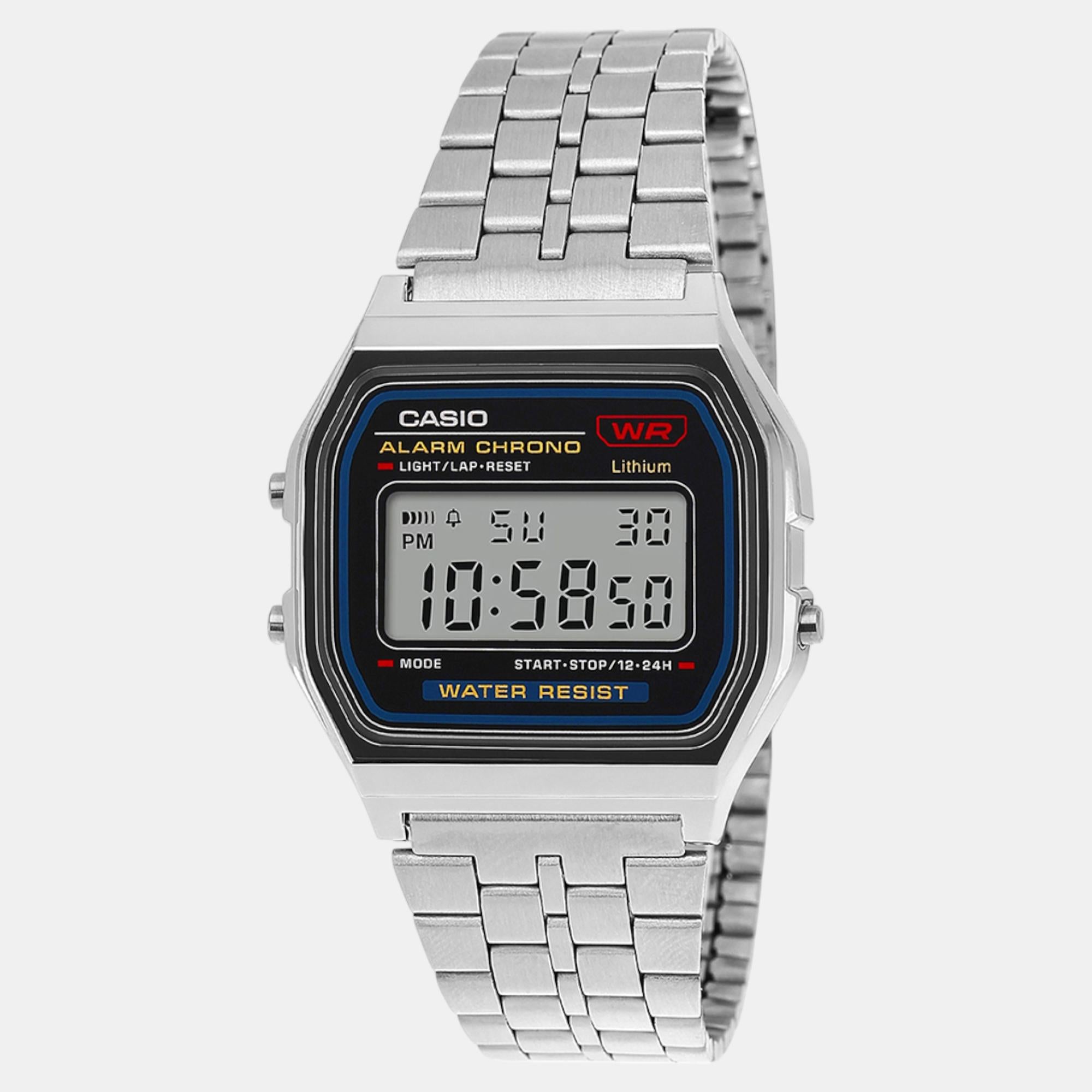 Vintage Unisex Quartz Black Dial Digital Stainless Steel Watch D338